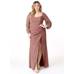 AZAZIE CHARISSA Cedar Rose Sheath Corset Pleated Mesh Stretch Dress